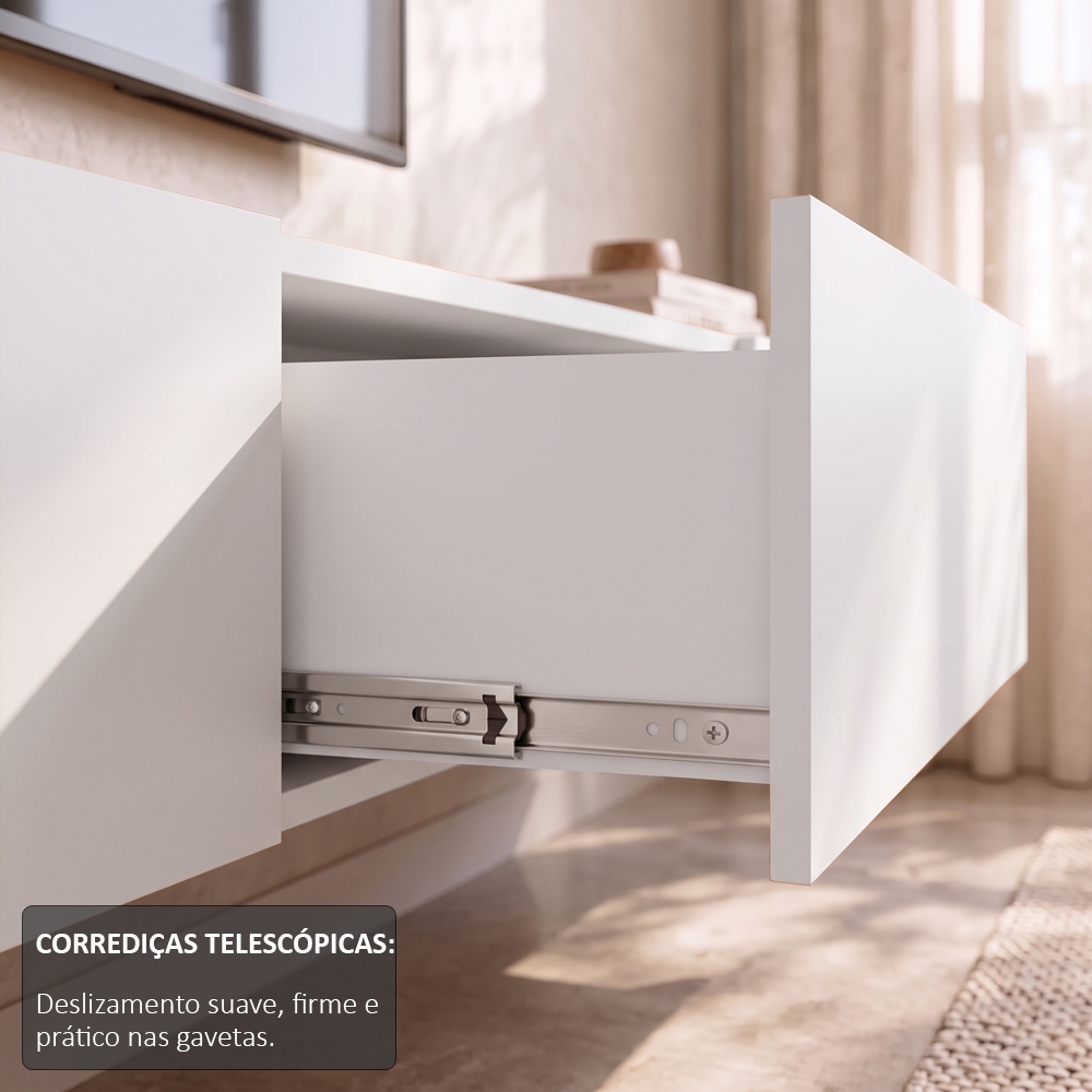Bancada Suspensa e Prateleira 197cm Slat Z49 Branco - Mpozenato