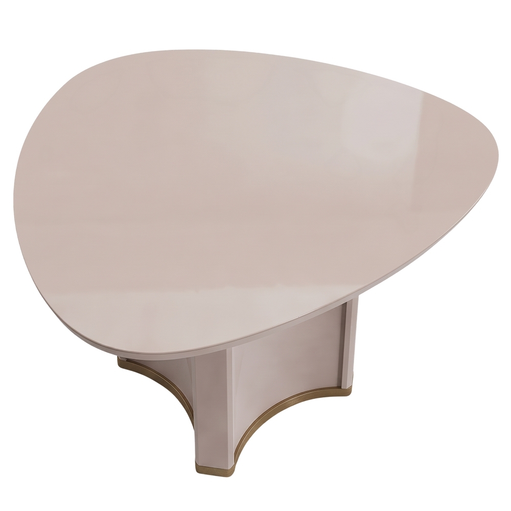 Mesa de Jantar 6 Lugares 136cm Orgânica Com Vidro Lumy Off White D04 - Mpozenato