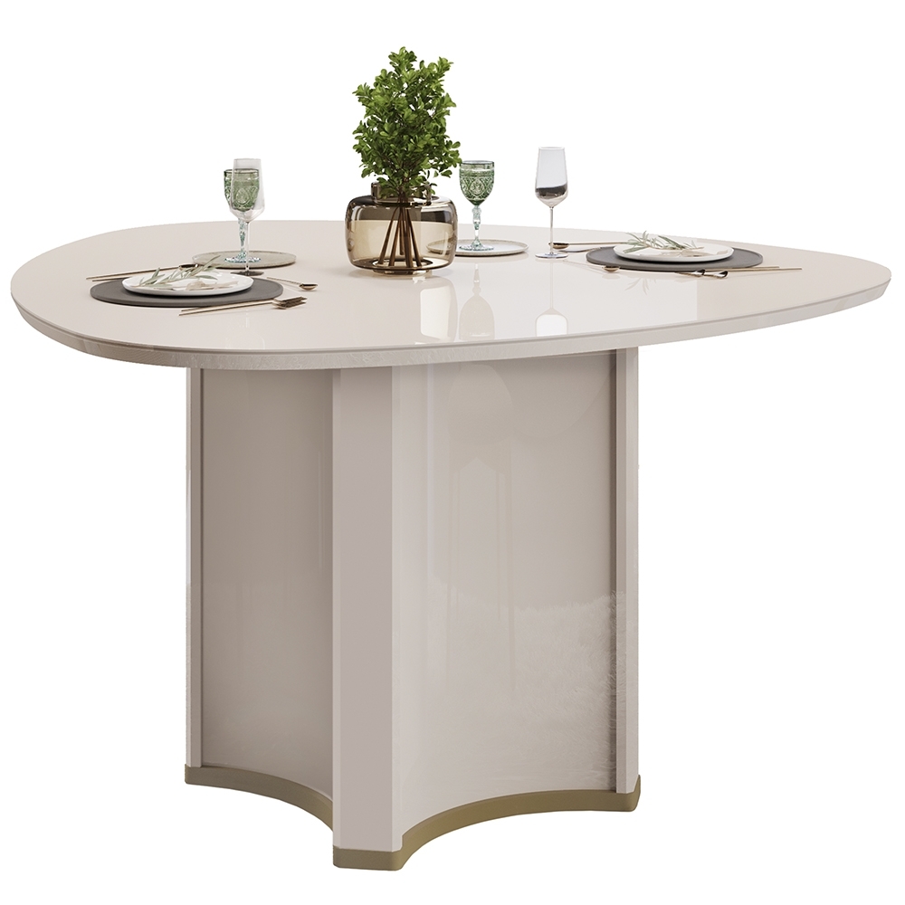 Mesa de Jantar 6 Lugares 136cm Orgânica Com Vidro Lumy Off White D04 - Mpozenato