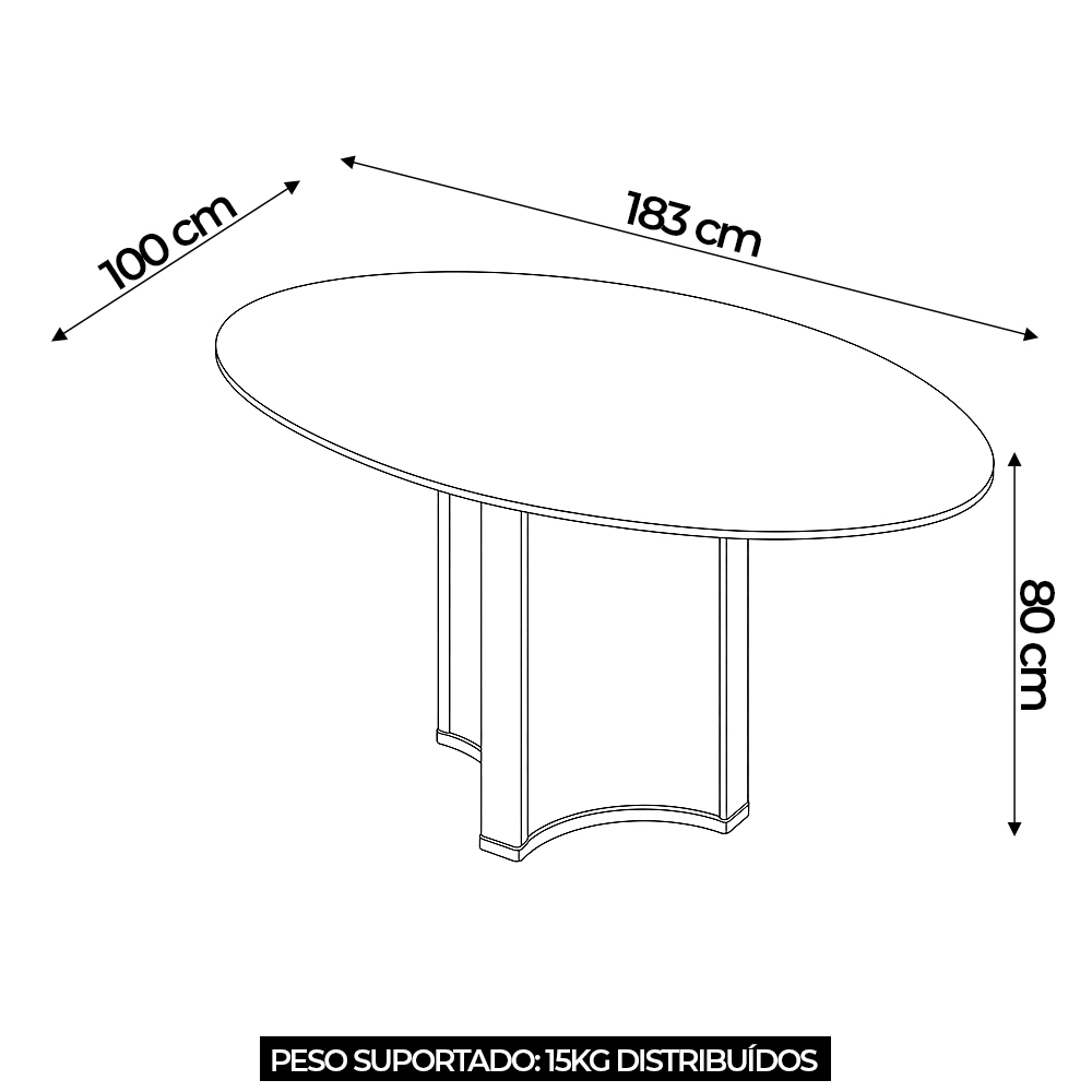 Mesa de Jantar 6 Lugares 183cm Orgânica Com Vidro Oval Lumy Off White D04 - Mpozenato