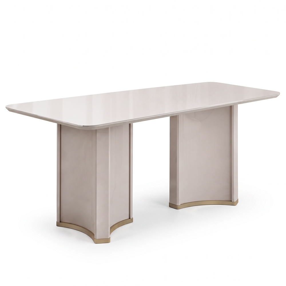 Mesa de Jantar 6 Lugares 180cm Orgânica Com Vidro Jessi Off White D04 - Mpozenato