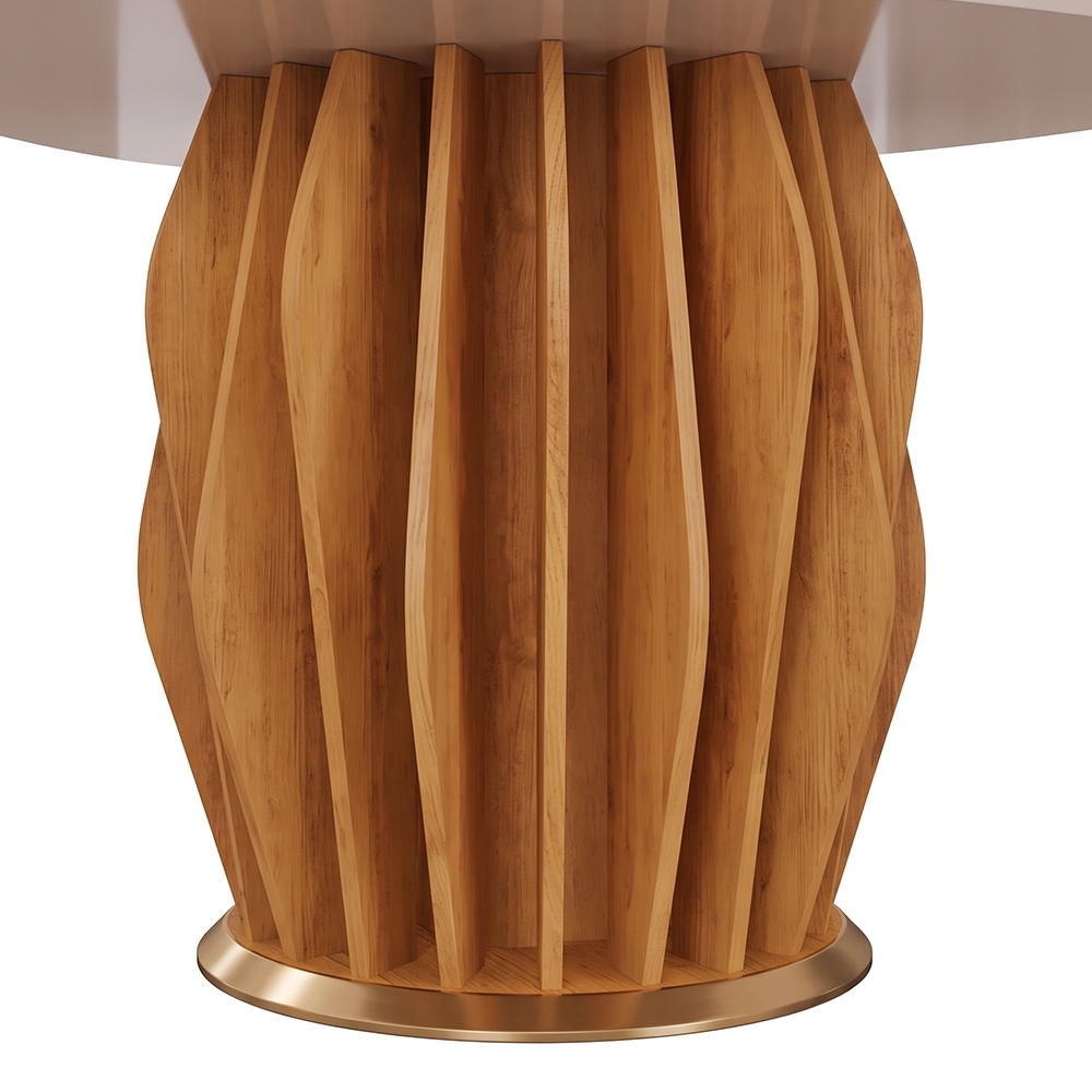 Mesa de Jantar 6 Lugares 136cm Orgânica Com Vidro Vindi Cedro/Off D04 - Mpozenato