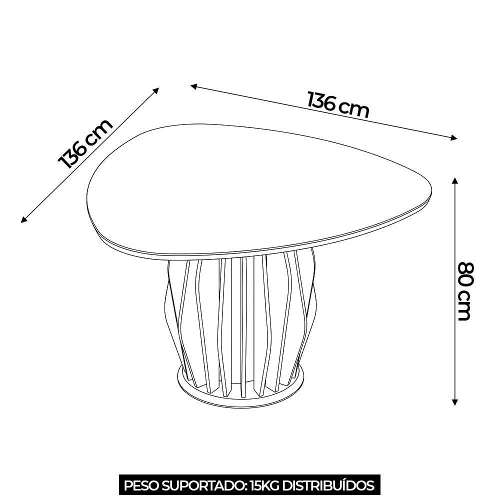 Mesa de Jantar 6 Lugares 136cm Orgânica Com Vidro Vindi Cedro/Off D04 - Mpozenato