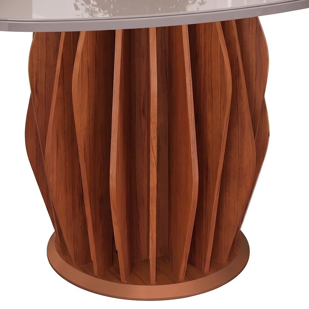 Mesa de Jantar 6 Lugares 136cm Orgânica Com Vidro Vindi Freijó/Off D04 - Mpozenato