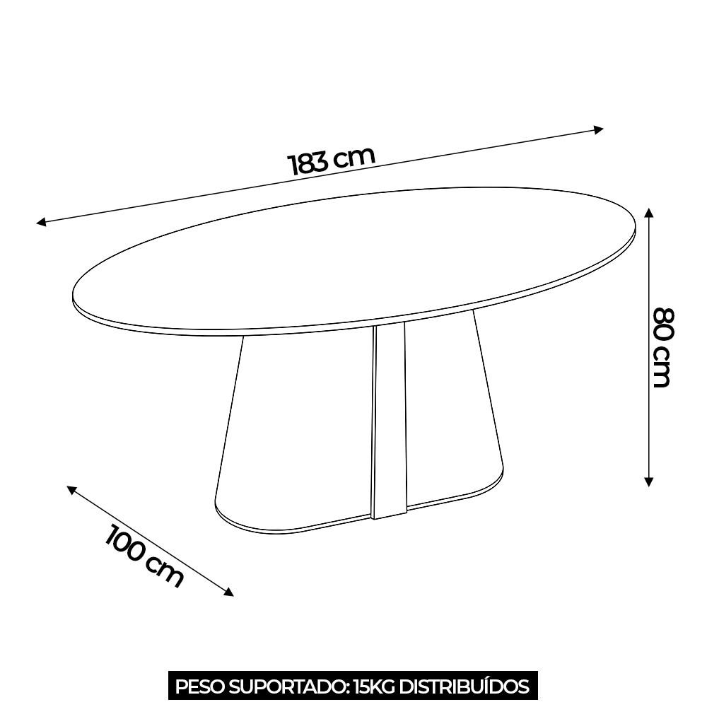 Mesa de Jantar 6 Lugares 183cm Orgânica Com Vidro Oval Holly Cedro/Off D04 - Mpozenato
