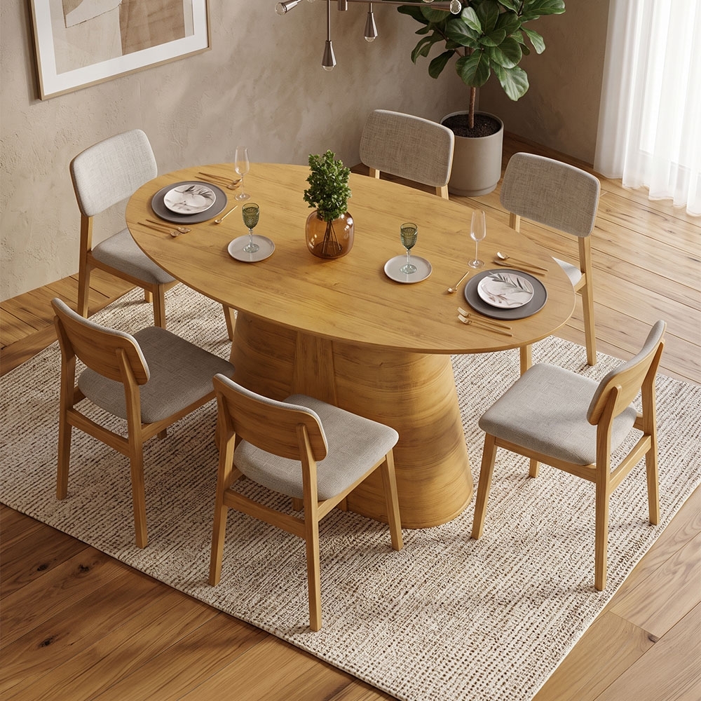 Mesa de Jantar 6 Lugares 183cm Orgânica Oval Holly Cedro D04 - Mpozenato