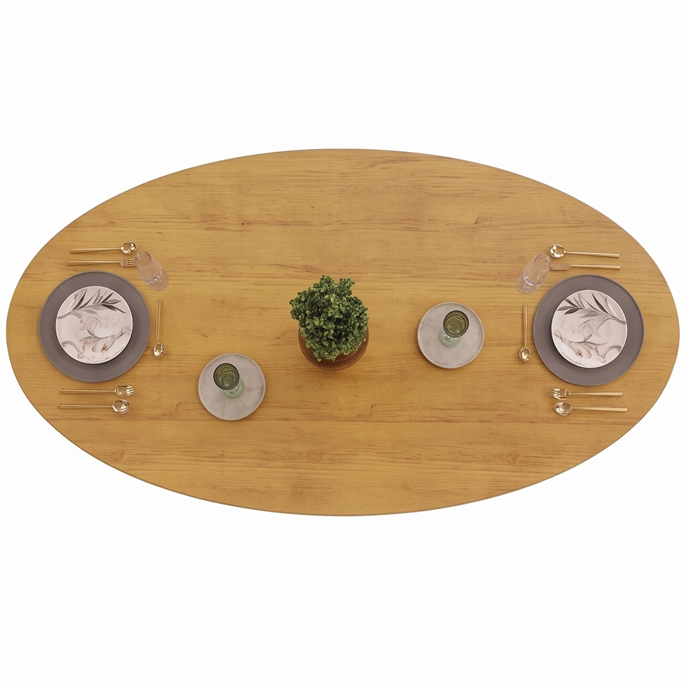 Mesa de Jantar 6 Lugares 183cm Orgânica Oval Holly Cedro D04 - Mpozenato