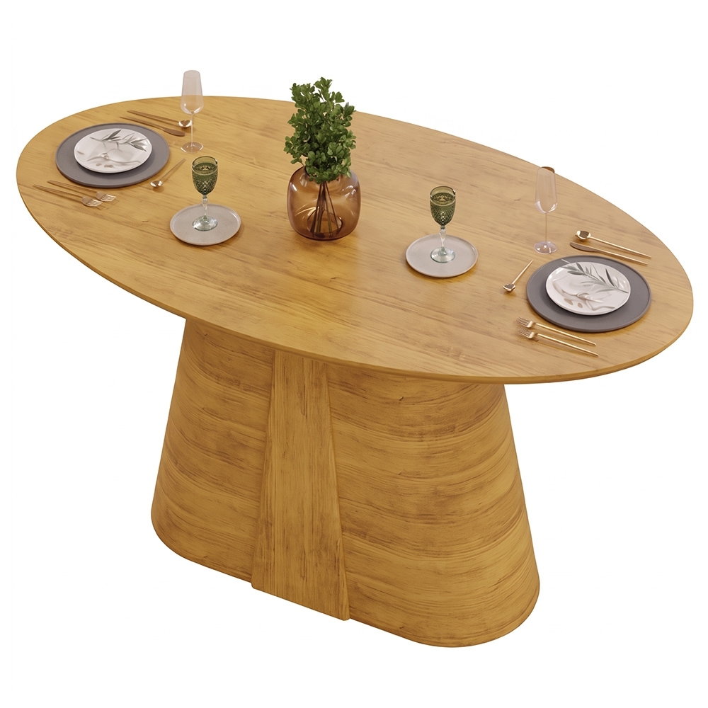 Mesa de Jantar 6 Lugares 183cm Orgânica Oval Holly Cedro D04 - Mpozenato