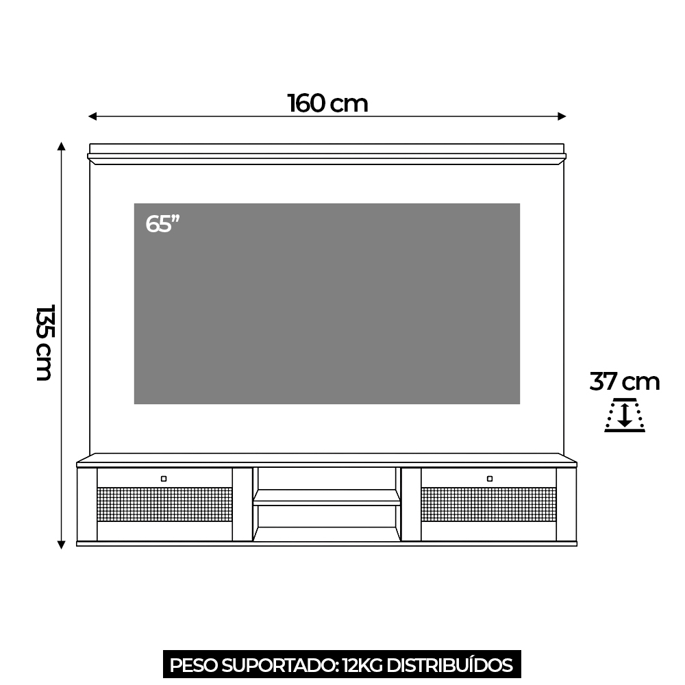 Painel TV 65 Pol 160cm 2 Portas Tulum Cinamomo/Off White A09 - Mpozenato