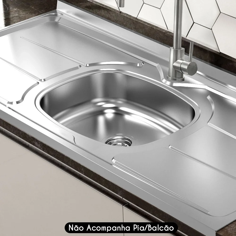 Válvula para Pia Kit 2 Aço Inox 3.1/2 G01 Cromado - Mpozenato