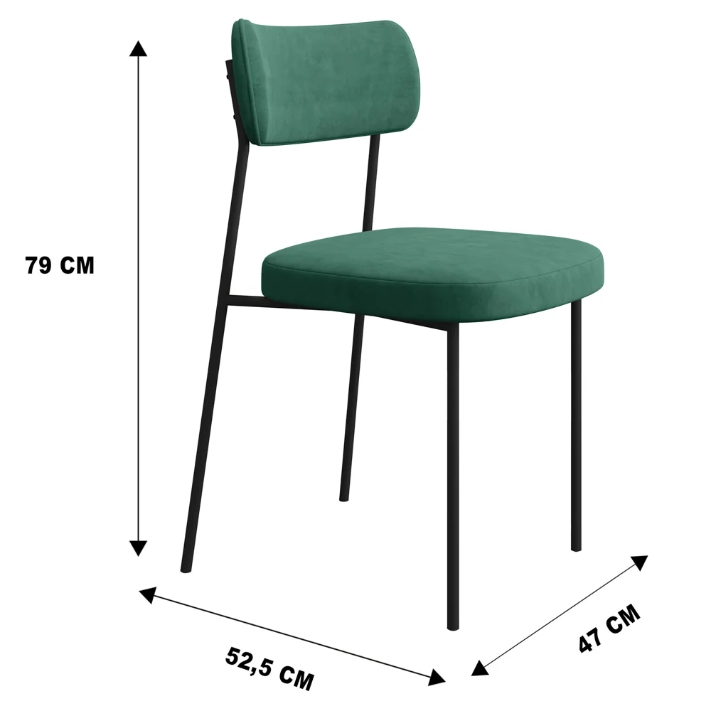 Kit 2 Cadeiras Estofadas Milli Veludo 403 F02 Verde - Mpozenato