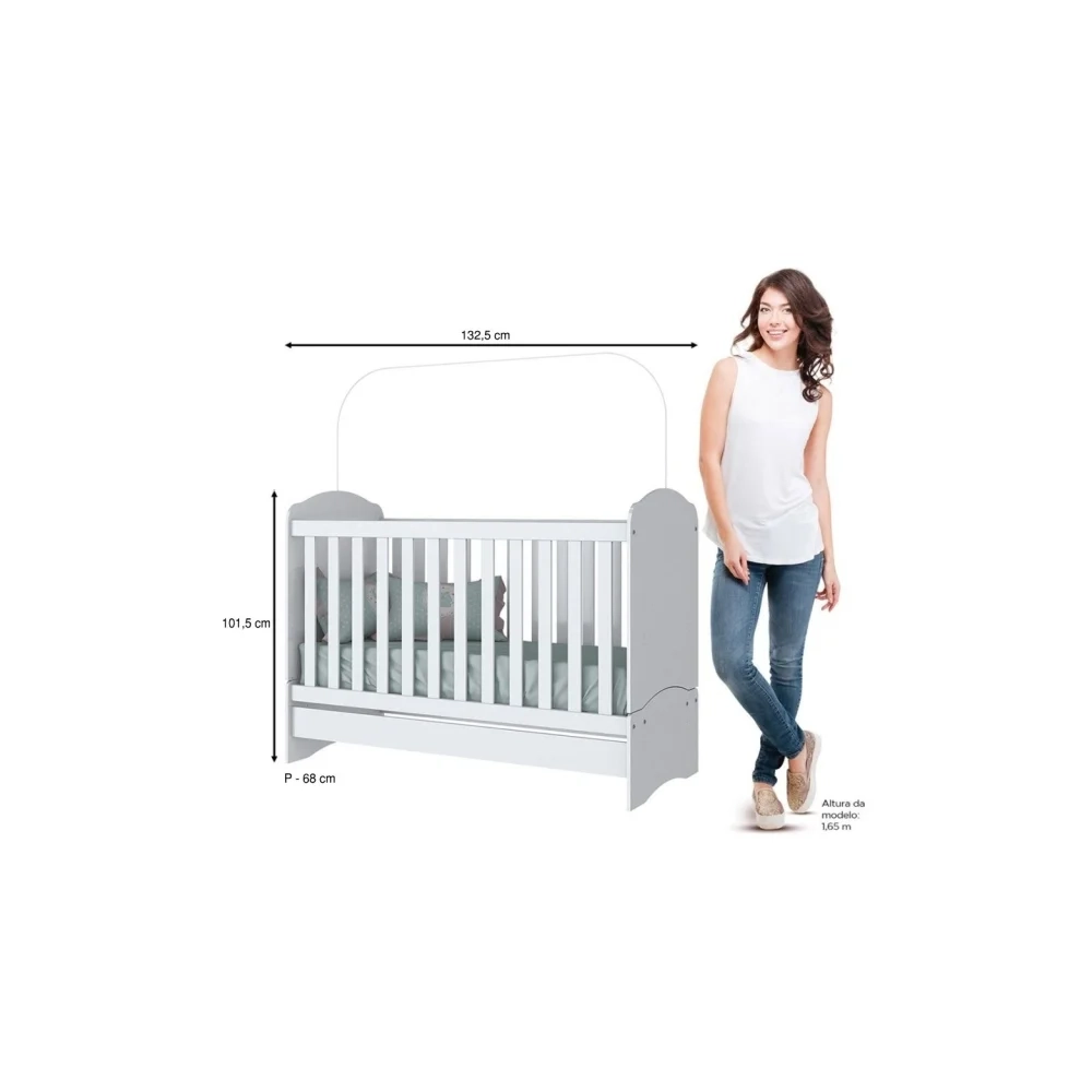 Berço Multifuncional 3 em 1 Minicama Certificado pelo Inmetro Bala de Menta Branco - Henn