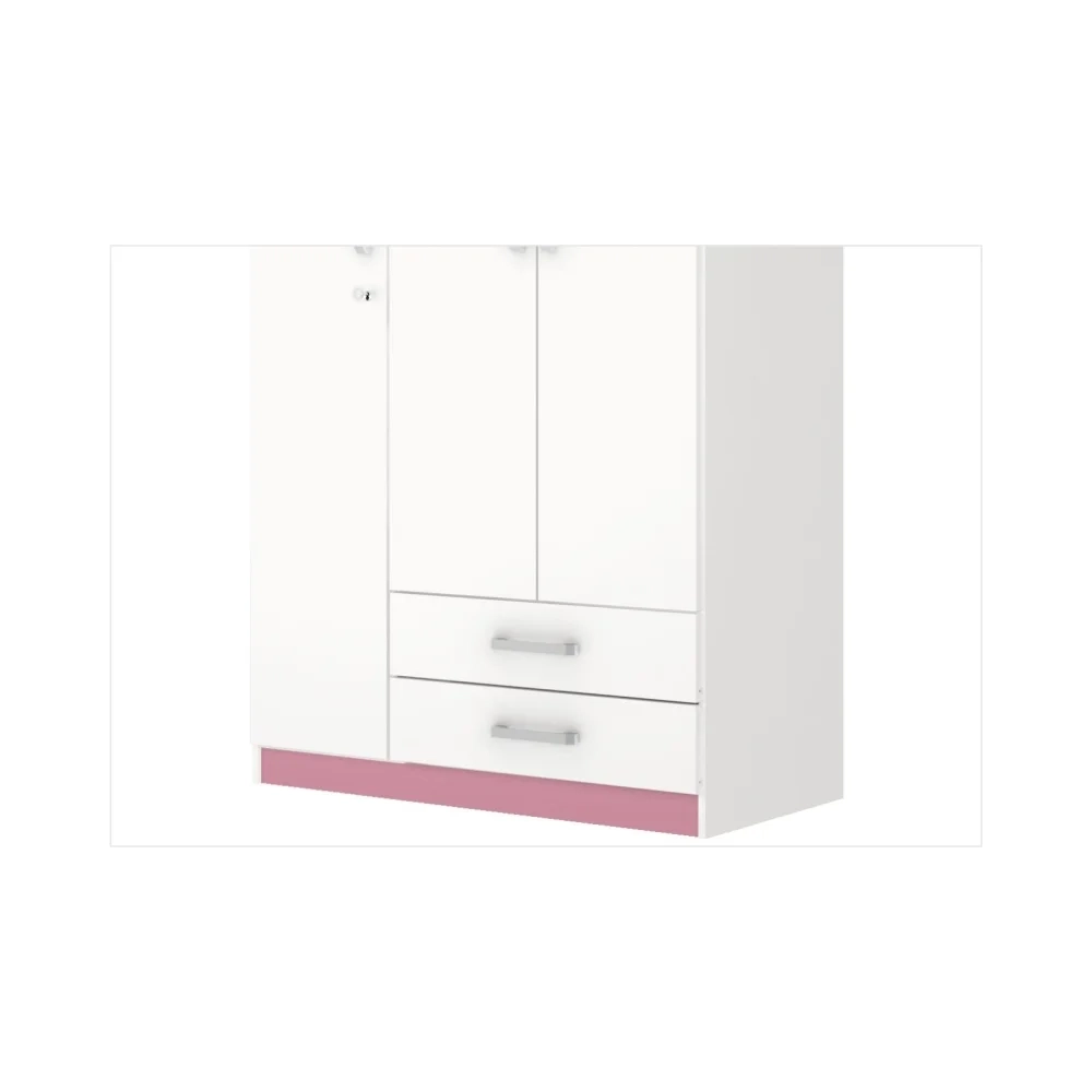 Guarda Roupa Açaí 3 Portas de Abrir Branco/Rosa Chá - Henn