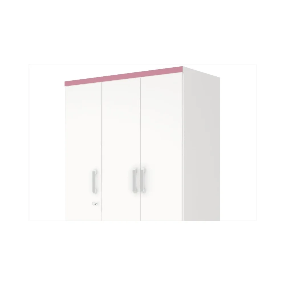 Guarda Roupa Açaí 3 Portas de Abrir Branco/Rosa Chá - Henn
