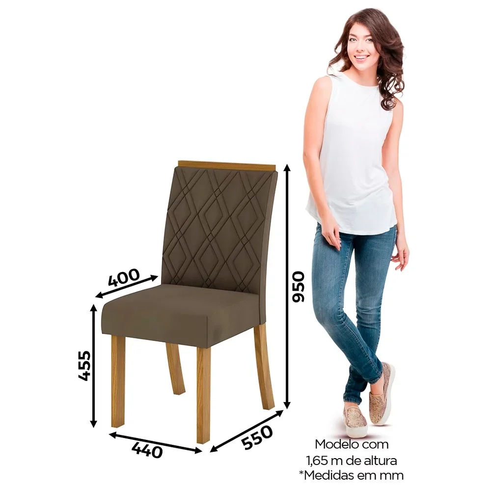 Kit 2 Cadeiras Estofadas para Sala de Jantar Vita Nature/Bege - Henn