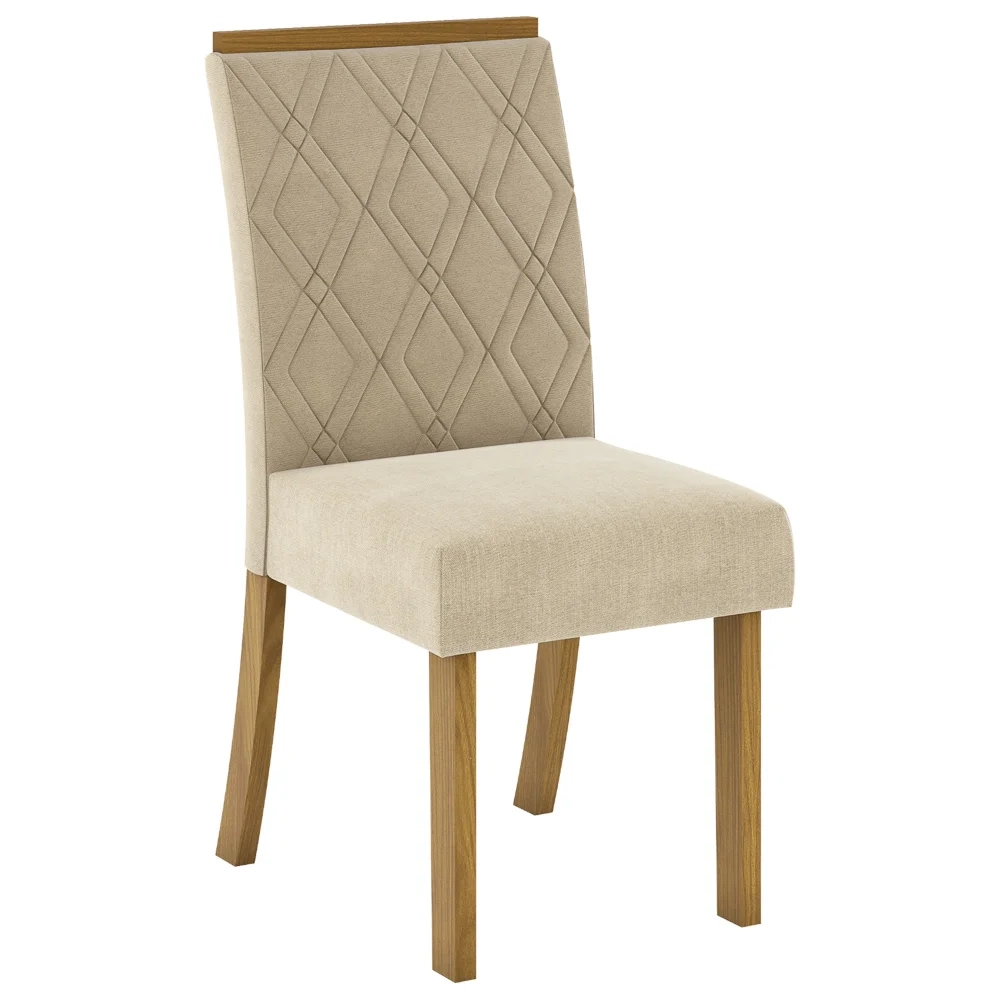 Kit 2 Cadeiras Estofadas para Sala de Jantar Vita Nature/Linho - Henn