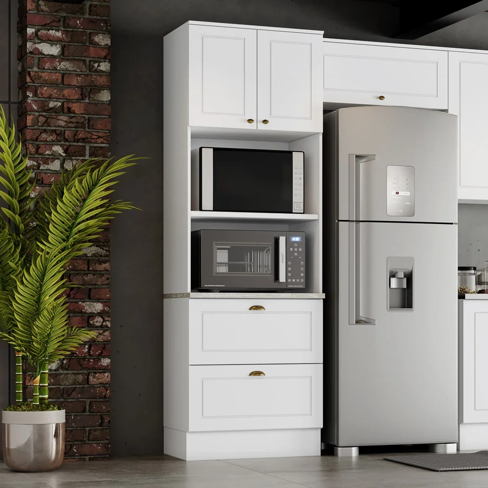 Paneleiro Torre Quente 2 Portas 2 Nichos 100% MDF Americana Branco HP - Henn