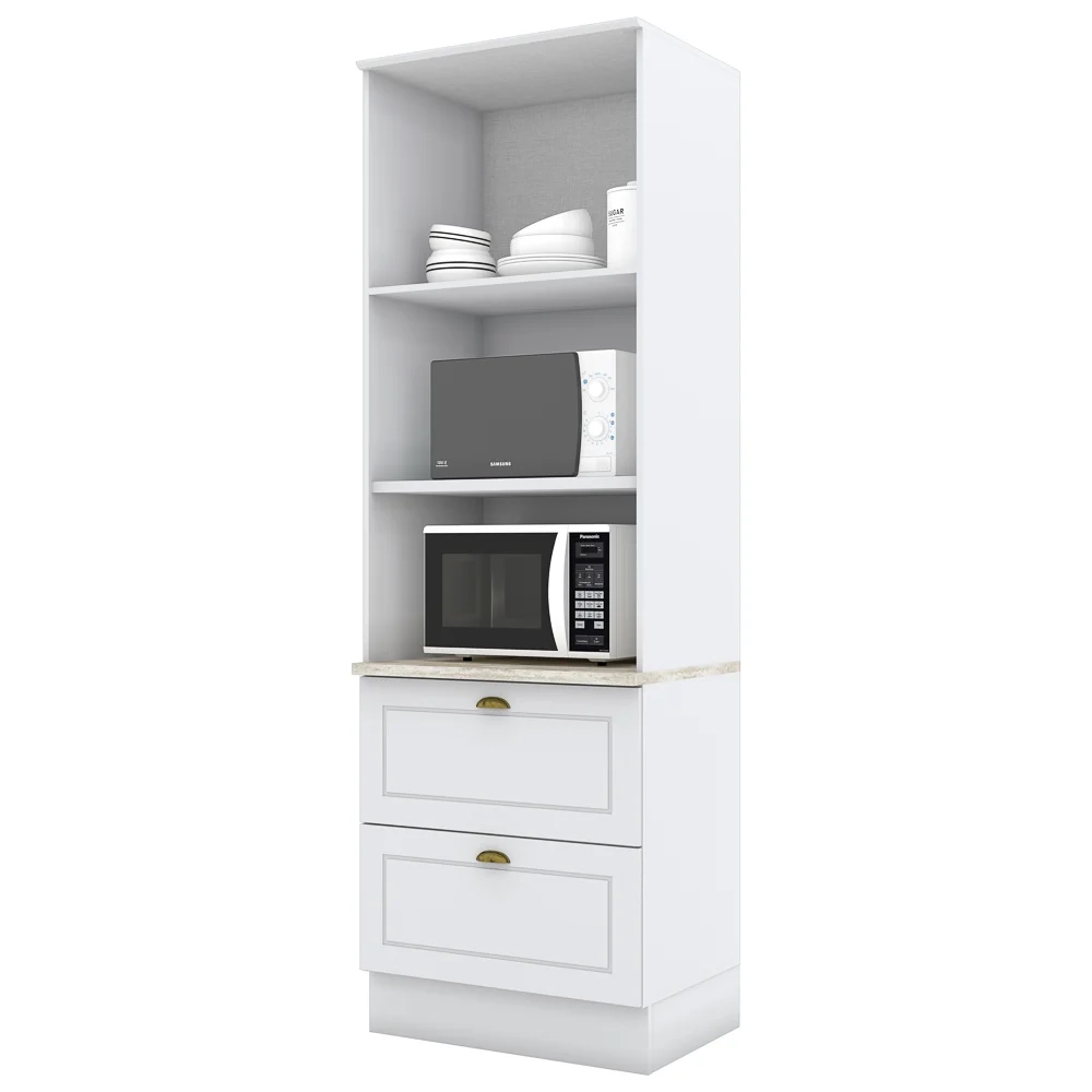 Paneleiro Torre Quente 2 Portas 2 Nichos 100% MDF Americana Branco HP - Henn