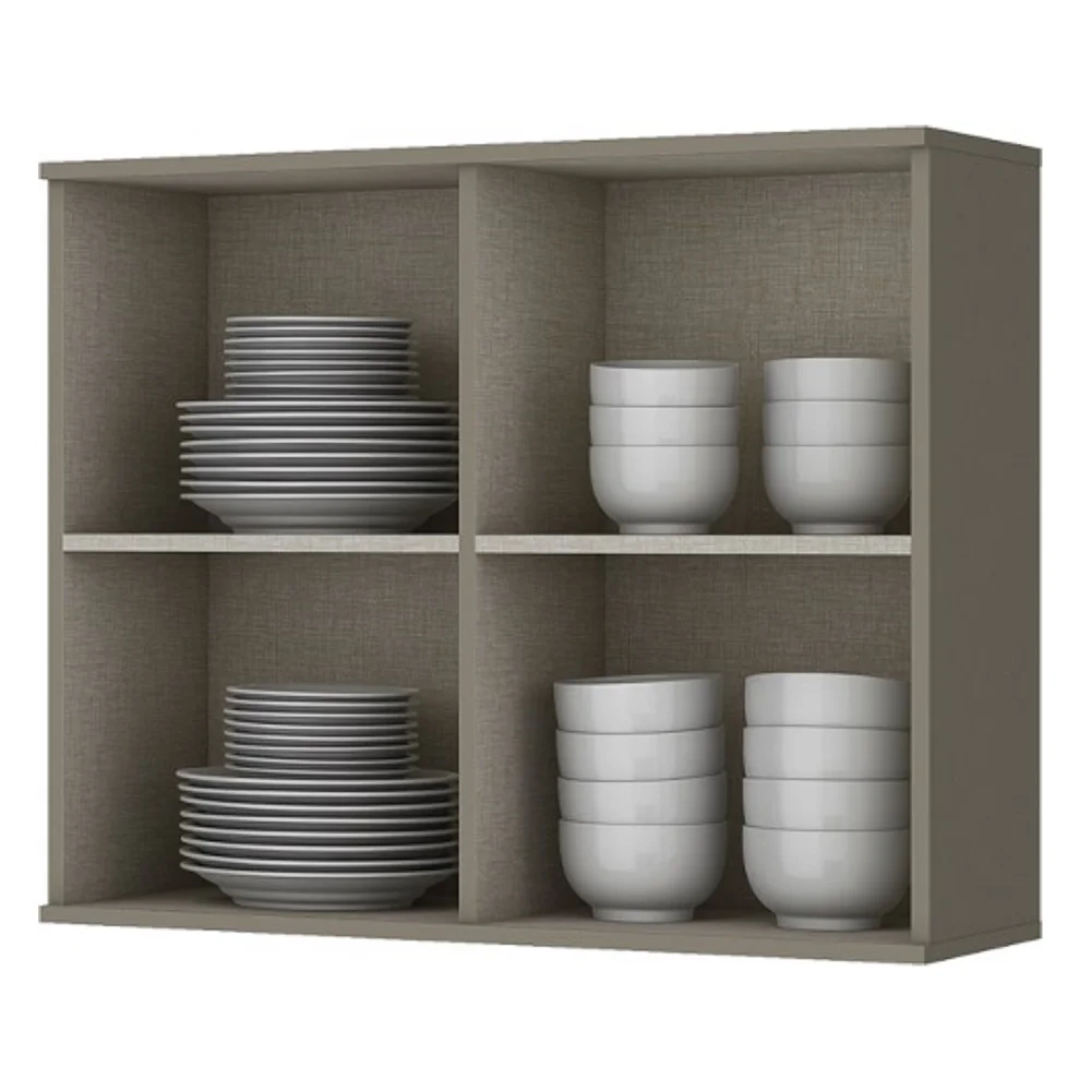 Armário Aéreo 80cm 2 Portas de Vidro Connect Duna/Cristal - Henn