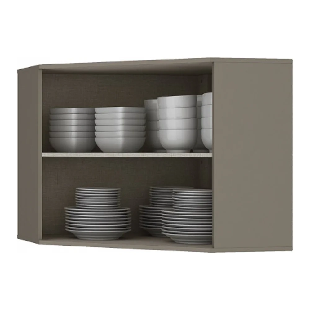 Armário Aéreo Canto Oblíquo 79cm 2 Portas 100% MDF Connect Duna/Cristal - Henn