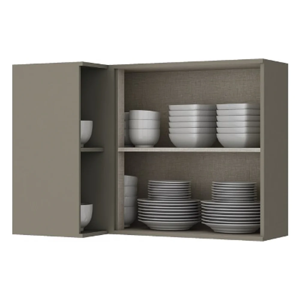 Armário Aéreo Canto Reto cm 1 Porta 100% MDF Connect Duna/Cristal - Henn