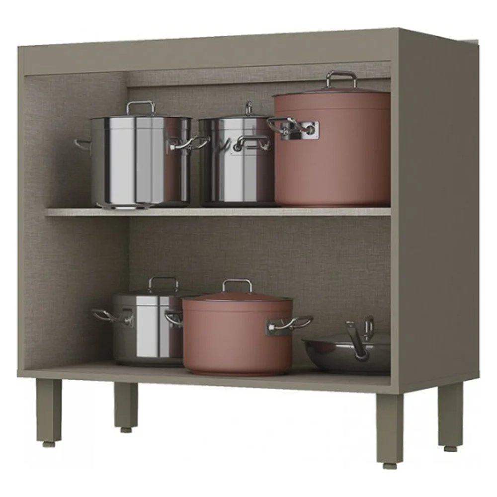 Balcão 80cm 2 Portas 100% MDF Sem Tampo Connect Duna/Cristal - Henn