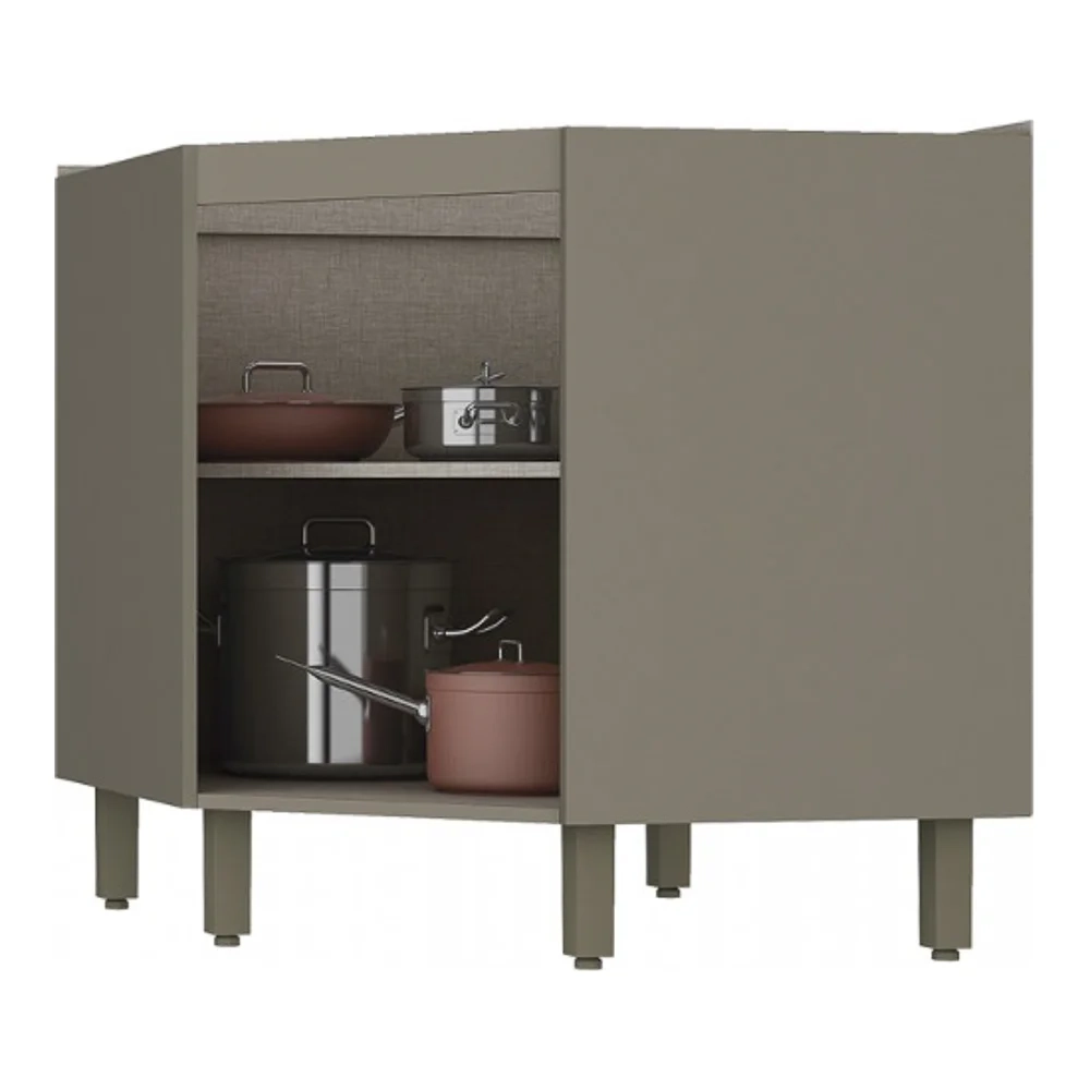 Balcão Canto Oblíquo 1 Porta 100% MDF Sem Tampo Connect Duna/Cristal - Henn