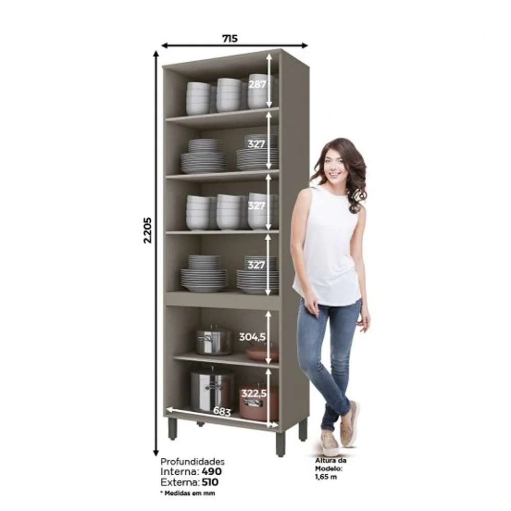 Cristaleira Para Cozinha 4 Portas Connect Duna/Cristal - Henn