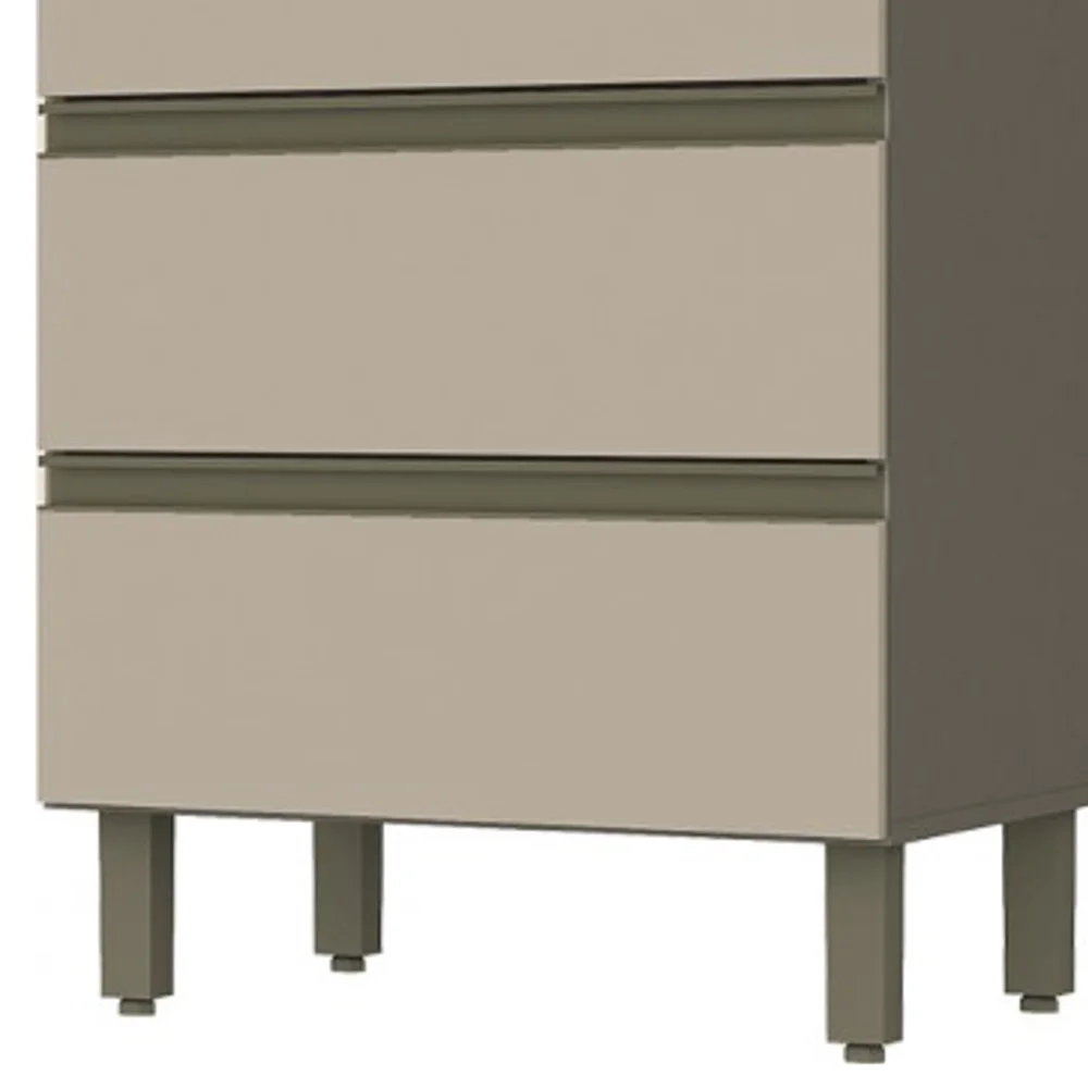 Balcão 60cm 3 Gavetas 100% MDF Sem Tampo Connect Duna/Cristal - Henn