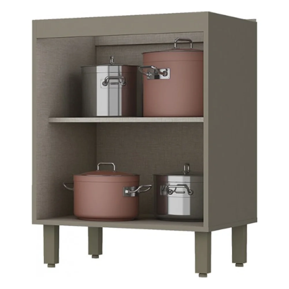 Balcão 60cm 2 Portas 100% MDF Sem Tampo Connect Duna/Cristal - Henn