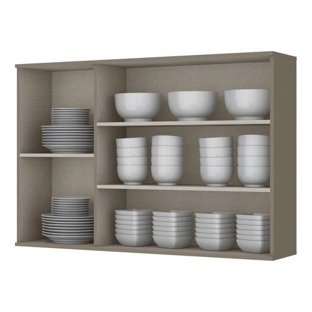 Armário Aéreo 120cm 3 Portas de Vidro Connect Duna/Cristal - Henn