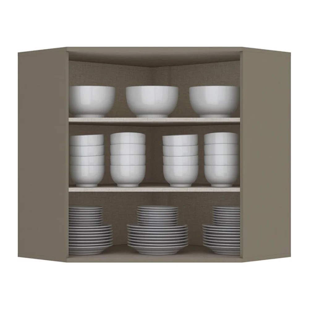 Armário Aéreo Canto Oblíquo 2 Portas 100% MDF Connect Duna/Cristal - Henn