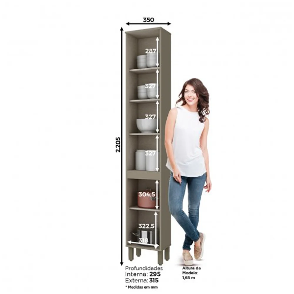 Paneleiro 2 Portas 100% MDF Connect Duna/Cristal - Henn