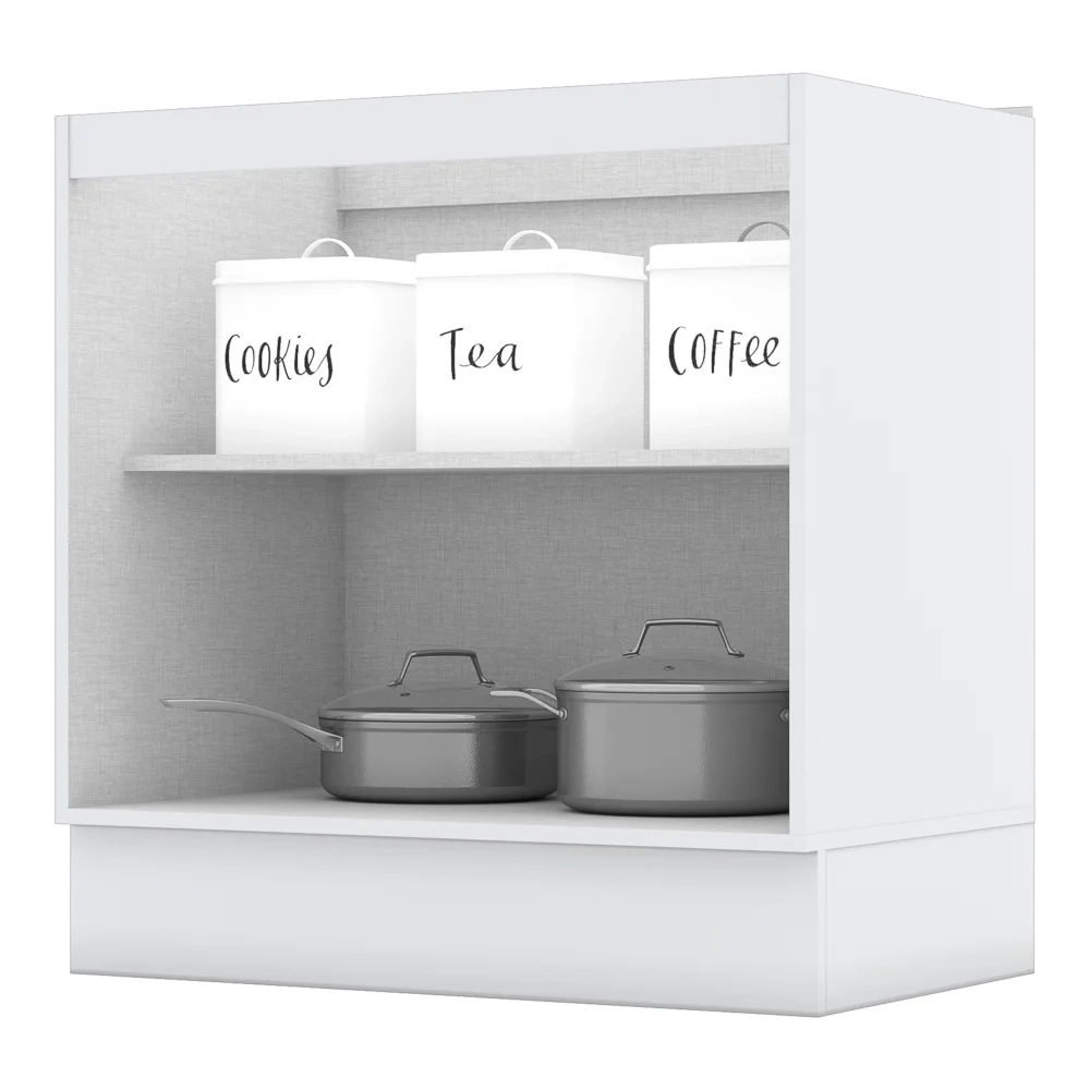 Balcão Gabinete 80cm 2 Portas sem Tampo 100% MDF Americana Branco - Henn