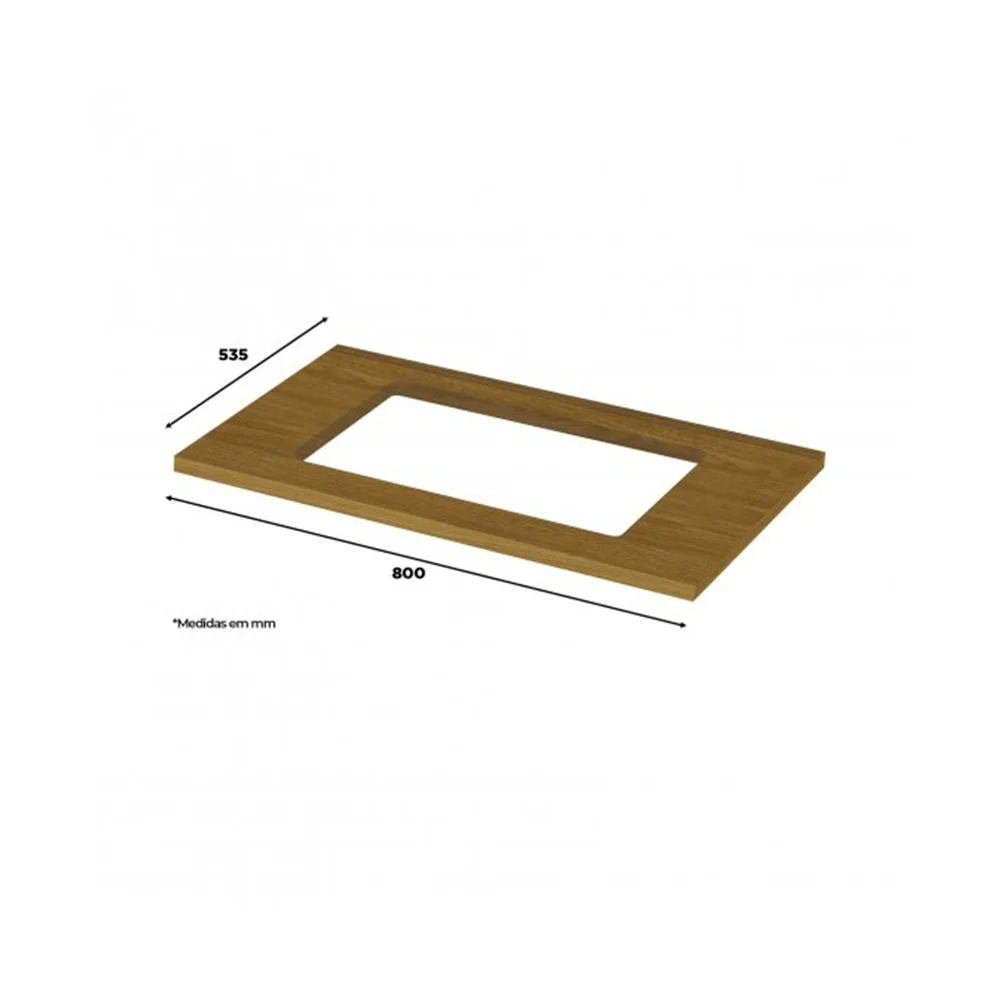 Tampo Para Balcão Cooktop 80cm 100% MDF Essência Nature - Henn