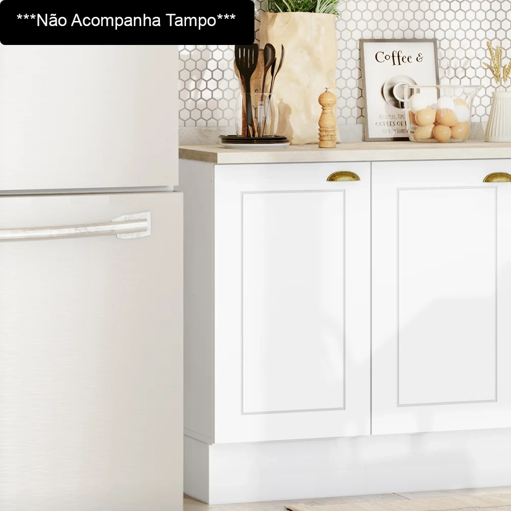 Balcão 40cm 1 Porta sem Tampo 100% MDF Americana Branco HP - Henn