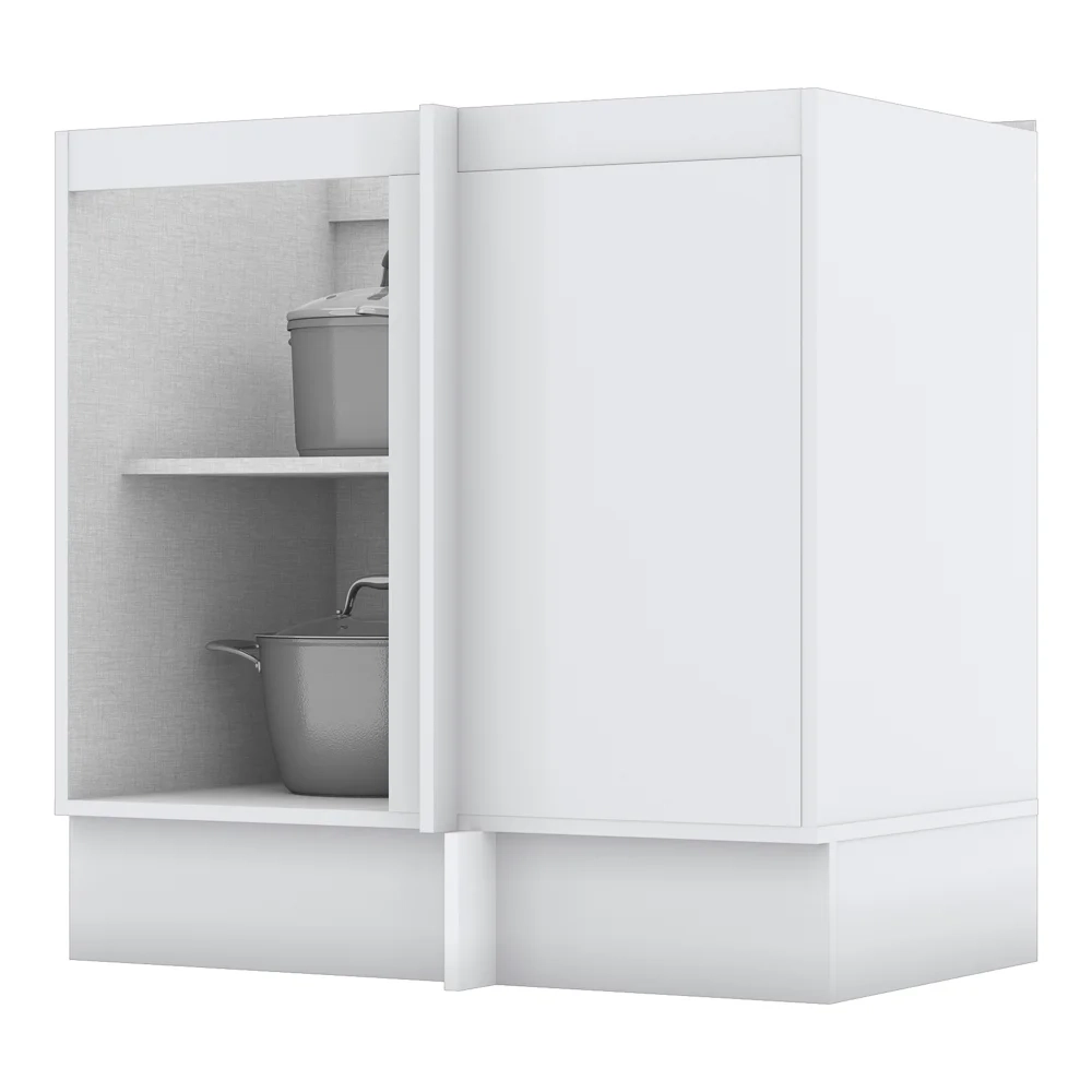 Balcão Canto Reto 84cm 1 Porta 100% MDF Americana Branco HP - Henn