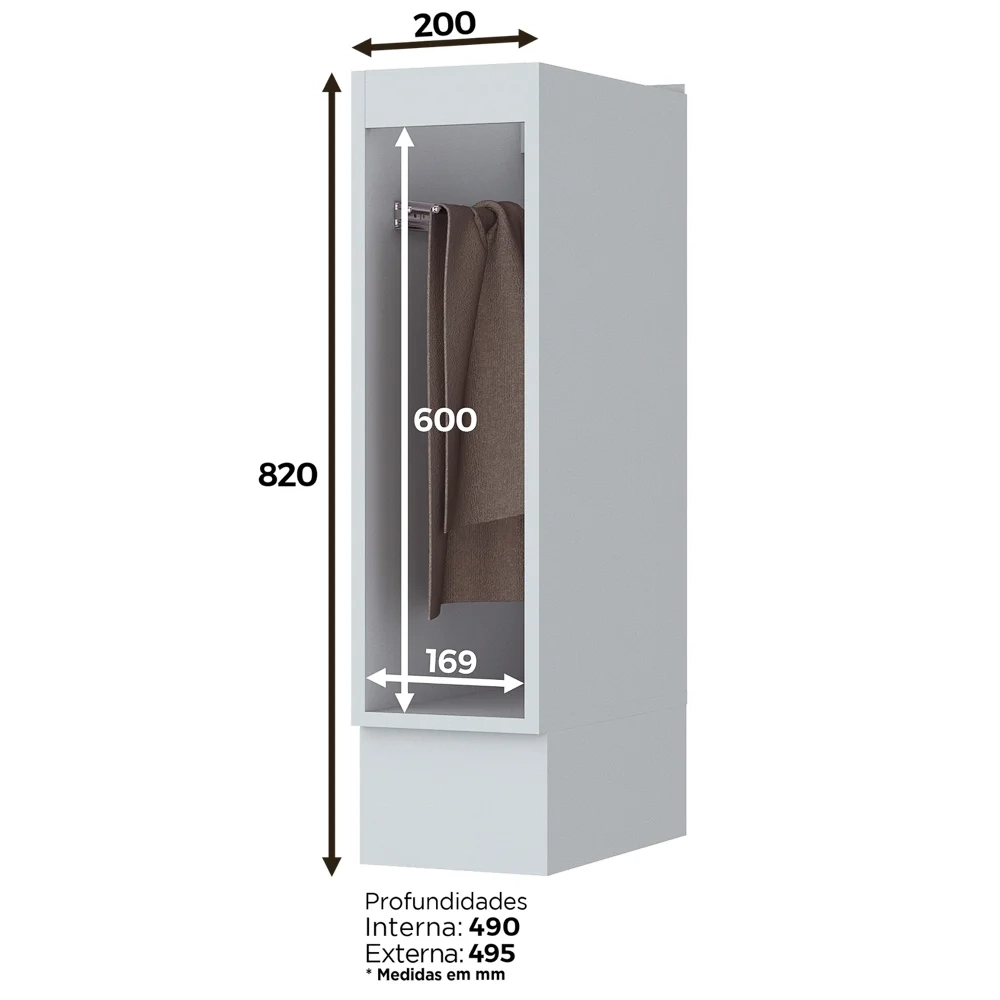 Balcão Porta Toalha 20cm 100% MDF Americana Branco HP - Henn