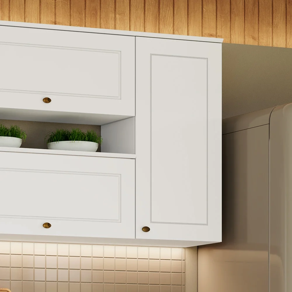 Armário Aéreo 40cm 1 Porta 100% MDF Americana Branco HP - Henn