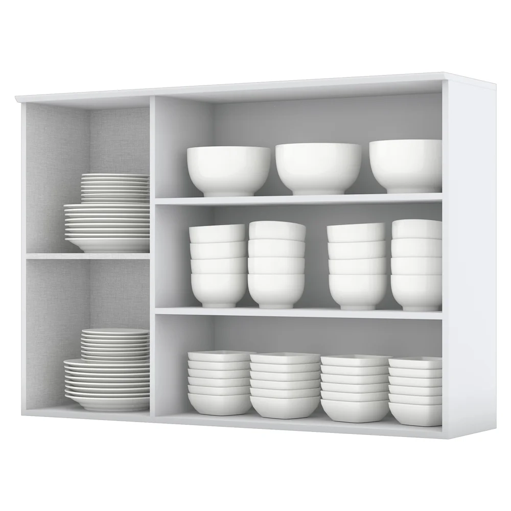 Armário Aéreo 120cm 2 Portas de Vidro 1 Porta Fechada 100% MDF Americana Branco HP - Henn