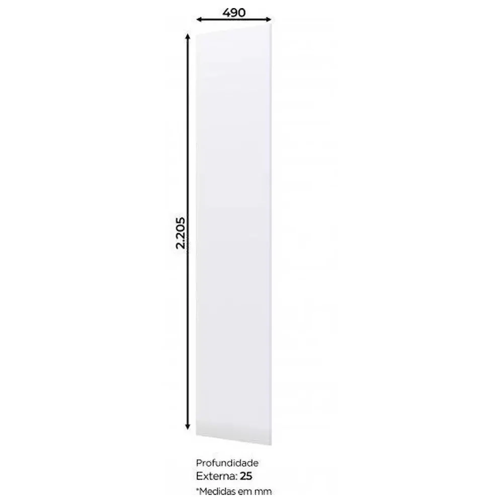 Painel Lateral de Fechamento para Cozinha 49cm 100% MDF Americana Branco HP - Henn