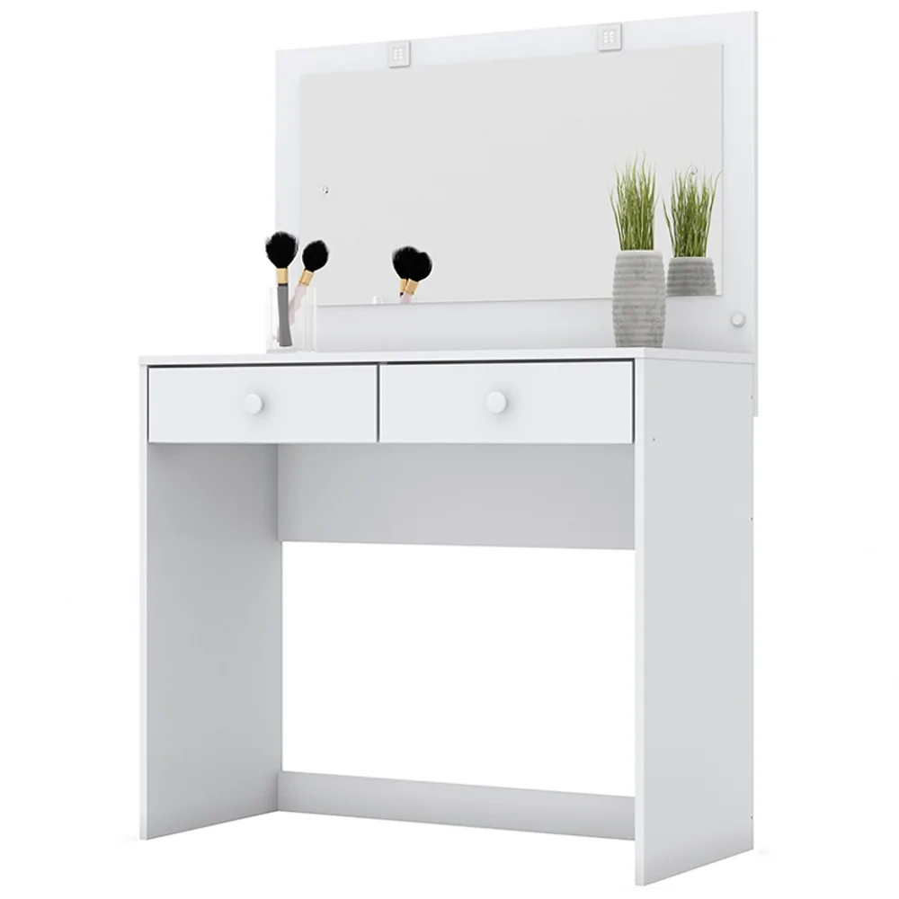 Penteadeira Camarim Com Espelho 2 Gavetas Daila Branco - Henn