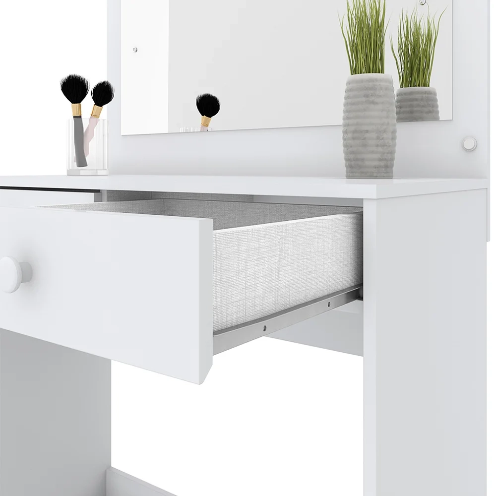 Penteadeira Camarim Com Espelho 2 Gavetas Daila Branco - Henn