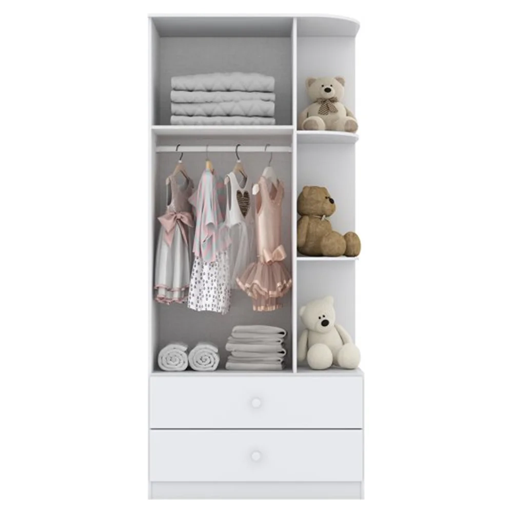 Guarda Roupa Infantil 2 Portas Com Cantoneira Labirinto Branco - Henn