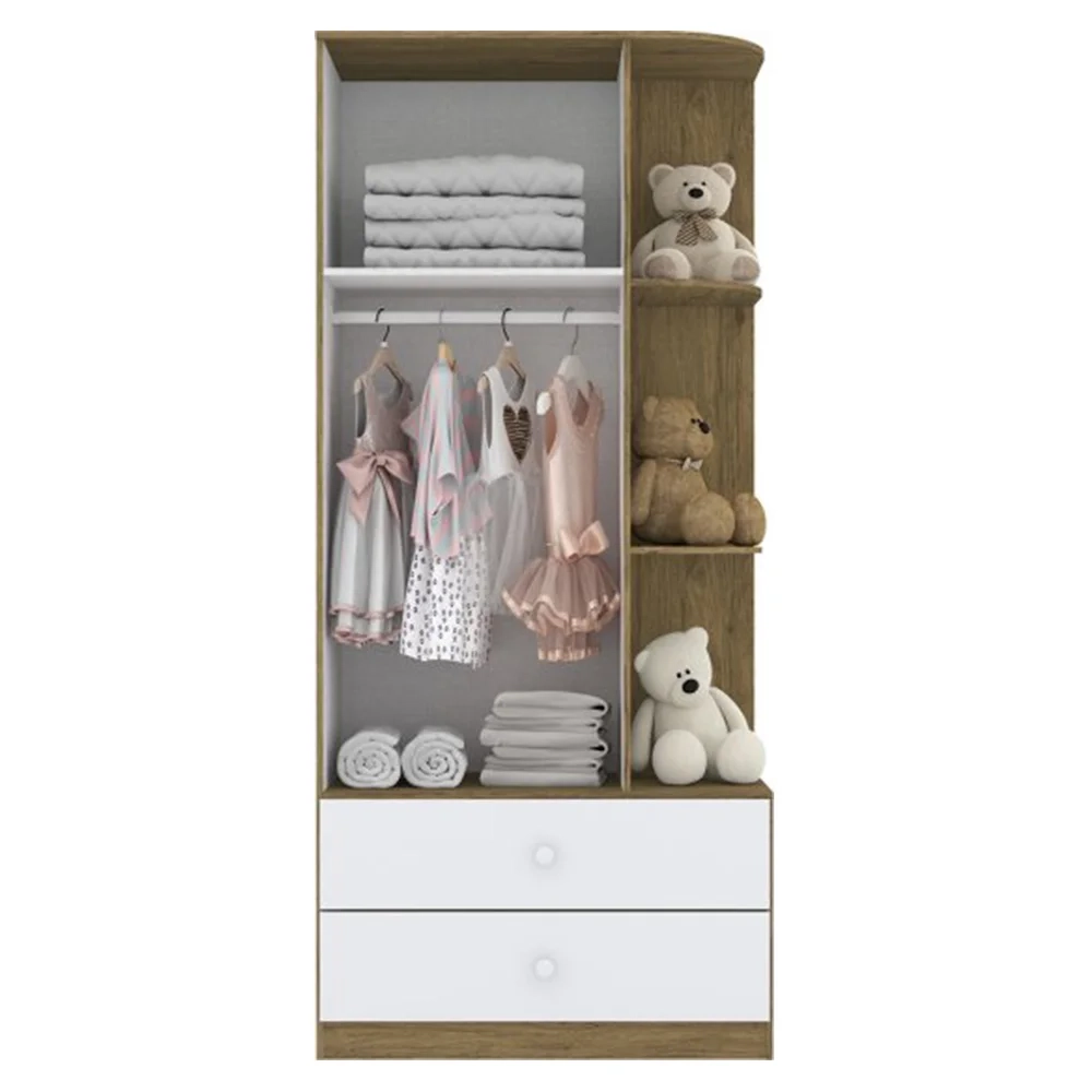 Guarda Roupa Infantil 2 Portas Com Cantoneira Labirinto Rústico/Branco - Henn