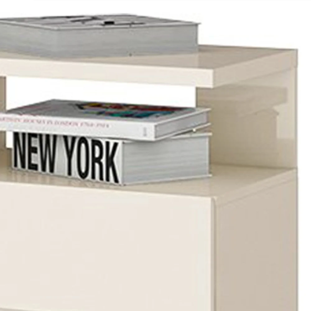 Mesa de Cabeceira 2 Gavetas Campeche Off White - Henn