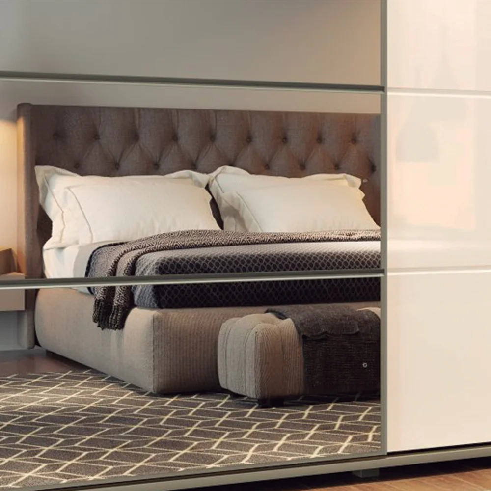 Guarda Roupa Casal Com Espelho 2 Portas de Correr Cavic Duna/Off White - Henn