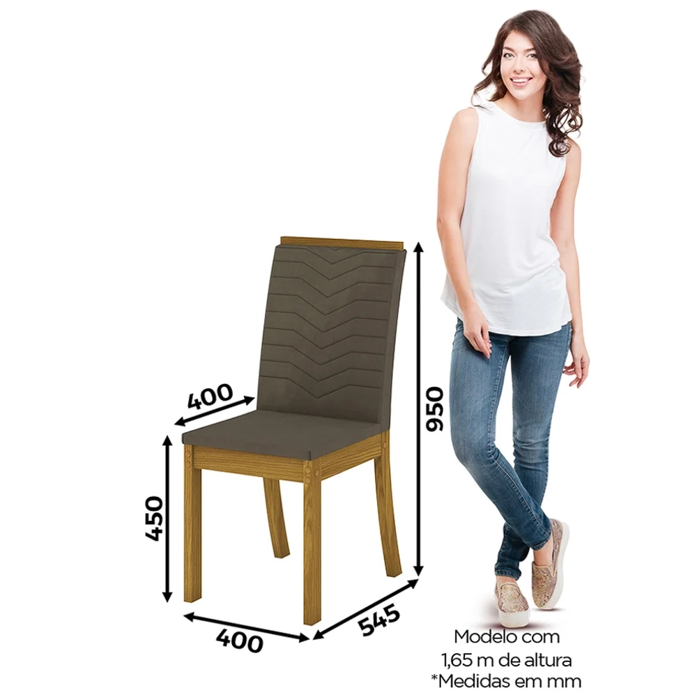 Kit 4 Cadeiras Estofadas para Sala de Jantar Isa Nature/Bege - Henn