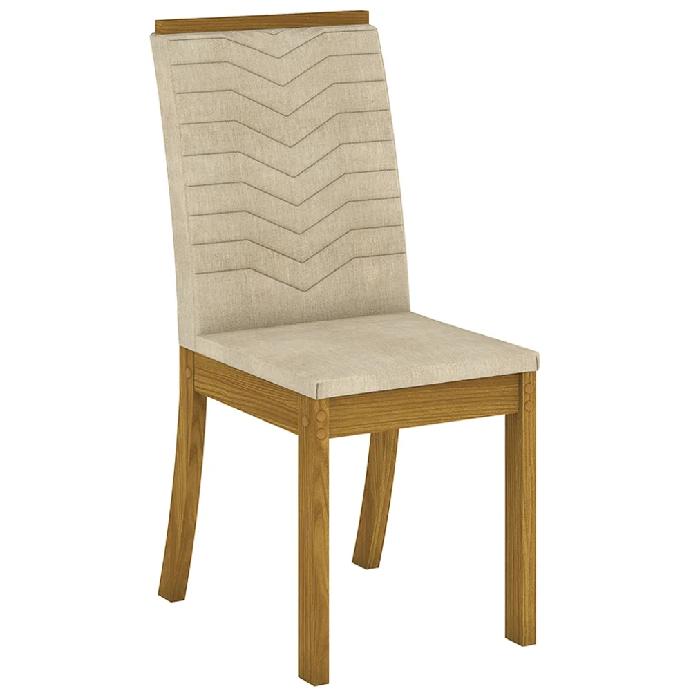 Kit 4 Cadeiras Estofadas para Sala de Jantar Isa Nature/Linho - Henn