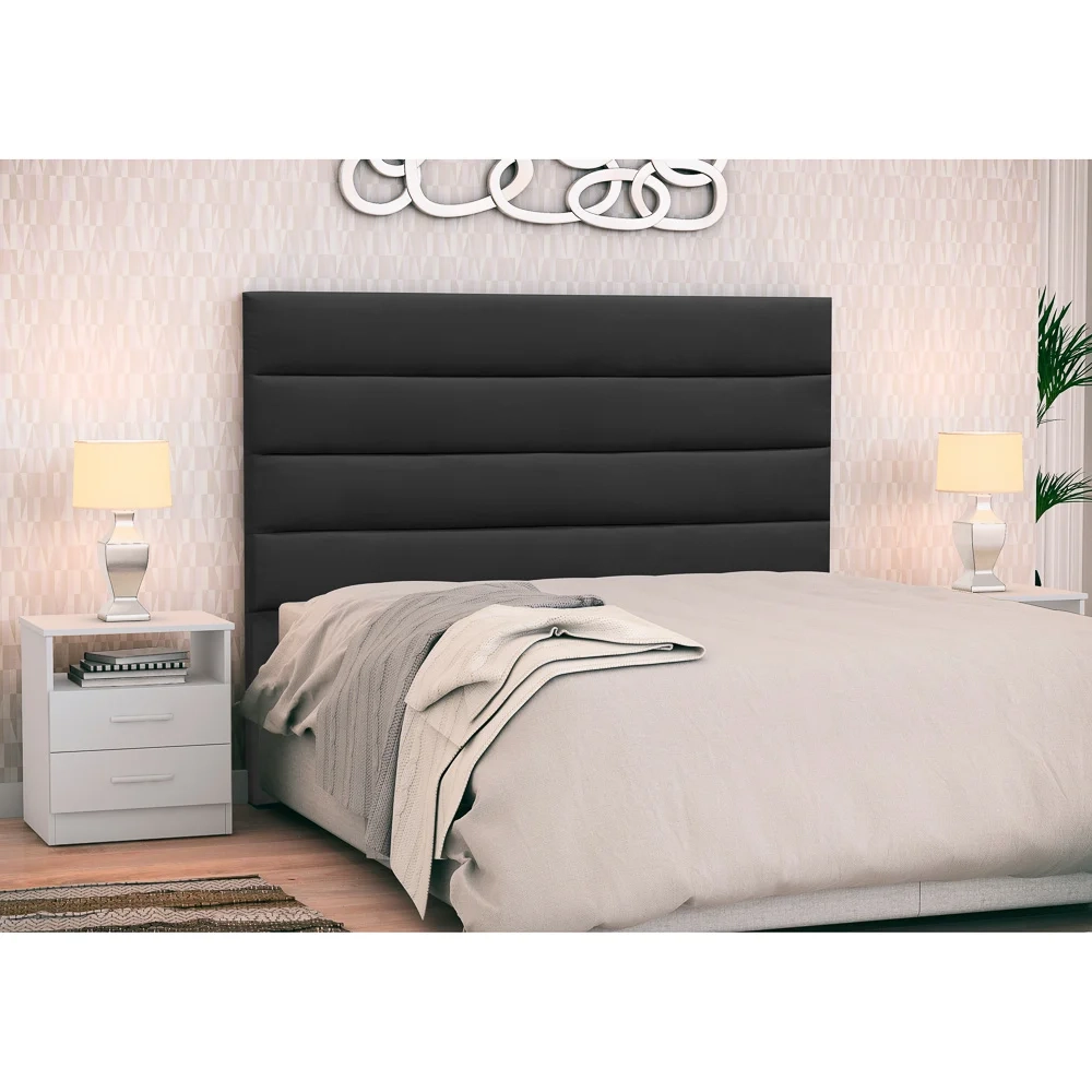 Cabeceira Cama Box Casal Queen 160cm Greta Suede Preto e 2 Mesas de Cabeceira Flex Branco - Mpozenato